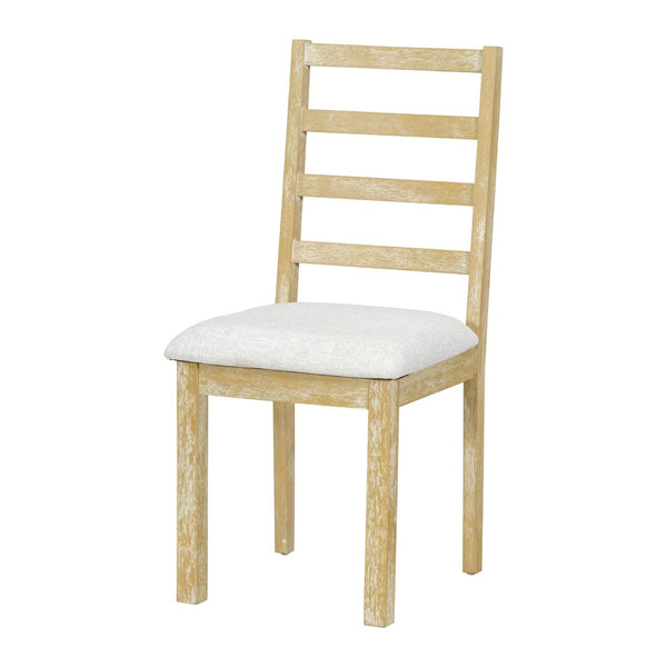 English Elm Topmax Farmhouse Extendable Pedestal Dining Set Seats Six with Ladder Back Chairs Natural+Beige N717S000060N