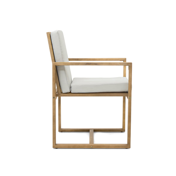 English Elm Patio Light Teak Acacia Dining Chair Set with Removable Light Beige Cushions, 330lb Capacity WF321704AAA