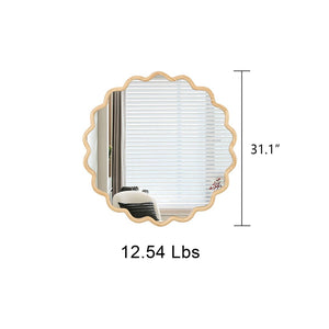 English Elm Solid Wood Wavy Mirror - Modern Wall Art Decor For Bathroom, Bedroom, Living Room & Entryway 36" W1445P189598-GIGA