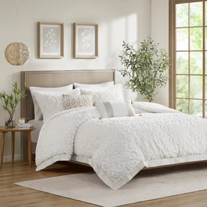 English Elm Duvet Suzanna Tufted Medallion Full/Queen Duvet Cover Set 100% Cotton OEKO-TEX Certified Comfort Ivory 17.32 L x 15.35 W x 6.69 H B03595773