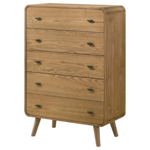 English Elm Winston Five Drawer Ash Veneer Chest Mid Century Bedroom Storage with Felt Lined Top B062P451715