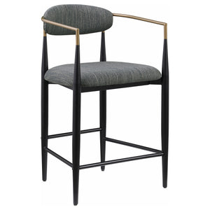 English Elm Renfroe Mid-Century Upholstered Counter Stool Set of 2 with Padded Seat, Open Back & Footrest DARK GREY B062P299973
