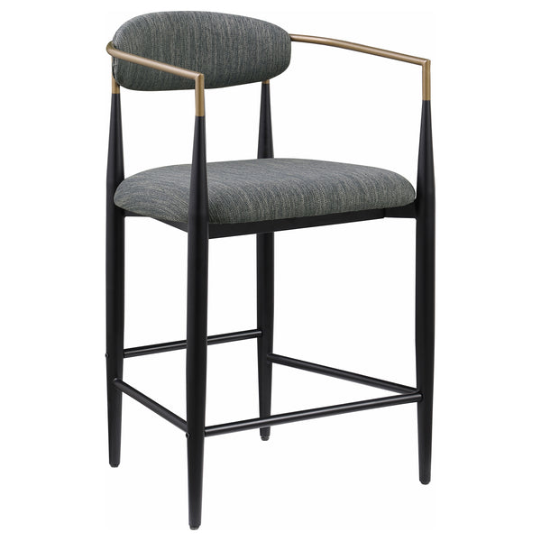 English Elm Renfroe Mid-Century Upholstered Counter Stool Set of 2 with Padded Seat, Open Back & Footrest DARK GREY B062P299973