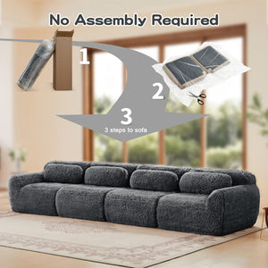 English Elm 149'' Plush Modular Cloud Sofa Boneless Ergonomic Design for Home Theater Lounge Dark Grey W714S01553
