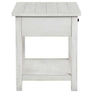 English Elm Castleton Farmhouse Pine End Table with Open Shelf and Drawer for Living Spaces B062P451649