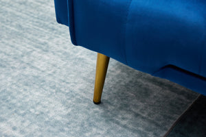 English Elm SOFA Velvet Convertible Sofa Bed with Golden Legs, Solid Wood Frame, Compact Design for Small Spaces Dark Blue B205P246427