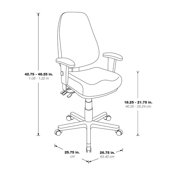 OSP Home Furnishings Professional High Back Ergonomic Office Chair with Lumbar Support and Padded Adjustable Arms Blue EC4300-R105