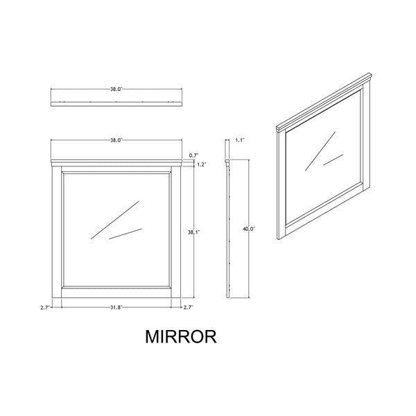 English Elm Augusta Sleek Wood Frame Brown Mirror with Dark Top — Large MDF Glass Dresser Mirror, Beige Tone B201P390574