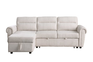 English Elm Hugo Reversible Sleeper Sectional Sofa with Storage Chaise, Pull-Out Bed, USB Ports & Pockets B061S00897