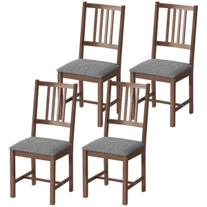 English Elm Upholstered Dining Chairs Set of 4 Linen Look Fabric Rubberwood Mid-century Kitchen T3971P476510
