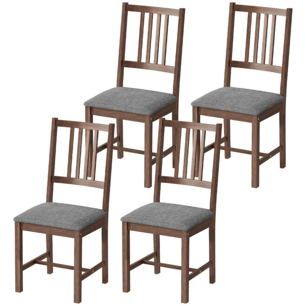English Elm Upholstered Dining Chairs Set of 4 Linen Look Fabric Rubberwood Mid-century Kitchen T3971P476510
