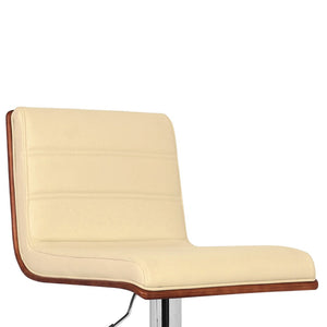 English Elm Aubrey Swivel Barstool Faux Leather Seat Walnut Accents Adjustable Chrome Pedestal B2736P464883