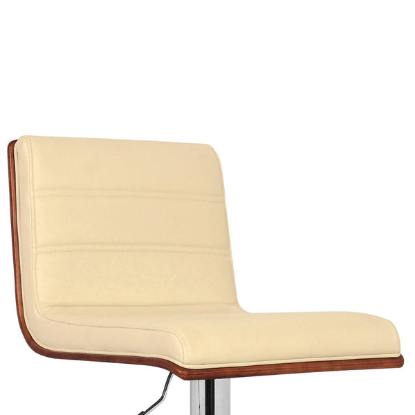 English Elm Aubrey Swivel Barstool Faux Leather Seat Walnut Accents Adjustable Chrome Pedestal B2736P464883