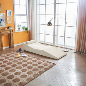 English Elm High-Density Pure Sponge Sofa Foldable Tatami Lounger Velvet Foam Seat Portable Sofa Bed for Small Spaces Beige W1765P342017