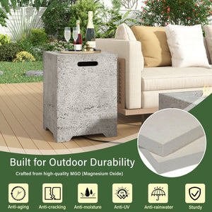 English Elm U_style Rectangular Outdoor Propane Fire Pit Mgo Set with Tank Cover Table Black,Light Gray WY000498AAB