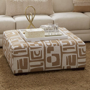 English Elm Modern Square Ottoman with Wooden Legs 42"x42" Plush Top Transitional Accent Seating for Home Decor Ivory,Tan 43 L x 43 W x 16 H B2741P355180