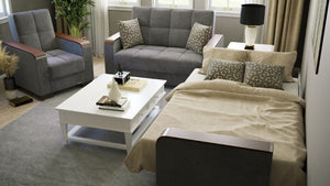English Elm PrimeNest ZenAero X Upholstered Convertible Loveseat with Storage, Microfiber Comfort, Space-Saving Design Gray B030P281765