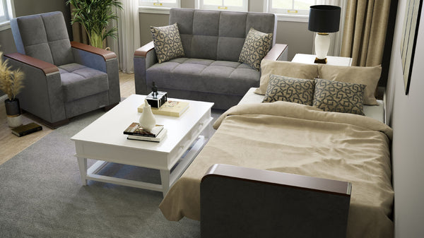 English Elm PrimeNest ZenAero X Upholstered Convertible Loveseat with Storage, Microfiber Comfort, Space-Saving Design Gray B030P281765