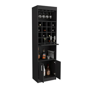 English Elm Being Kava Bar Cabinet - Compact Double Door Design With Wine Rack & Shelves For Small Spaces B070S00332