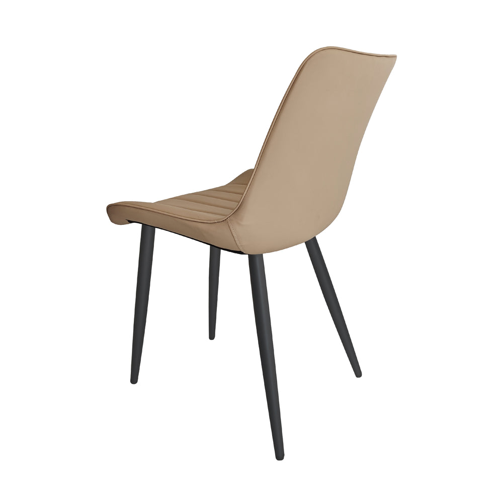 English Elm Khaki Pu Leather Dining Chairs Set Of 6 - Modern Wave Pattern, Metal Legs For Style & Comfort T3967P383974