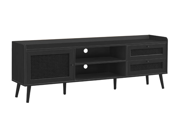 English Elm Tv Stand 72 Inch Media Console Laminate Finish Solid Wood Legs Cable Management Storage B2710P461903