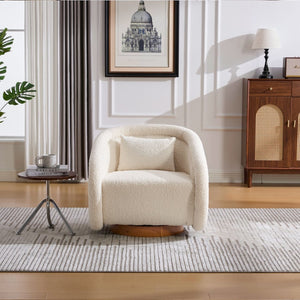 English Elm Swivel Barrel Chair Plush Teddy Fabric Pumpkin Silhouette for Living Room or Bedroom W3244P288825