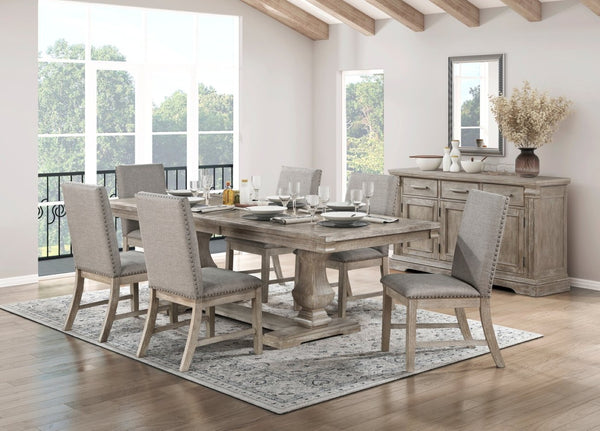 English Elm Traditional 5Pc Dining Set With Extension Leaf, Rustic Brownish Gray Finish & Comfortable Chairs B011S01479-GIGA