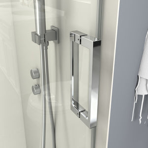 English Elm 56" Frameless Sliding Shower Door Tempered Glass Soft Close Brushed Nickel Hardware Chrome W1573P198749