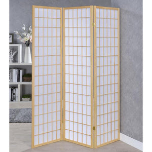 English Elm 3-Panel Folding Shoji Screen Room Divider with Brown Wood Frame for Privacy, Decorative Accent, 72" Natural B016P370022