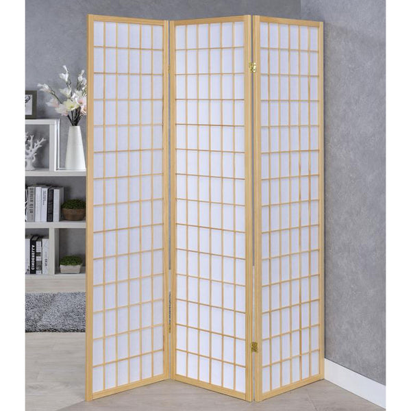 English Elm 3-Panel Folding Shoji Screen Room Divider with Brown Wood Frame for Privacy, Decorative Accent, 72" Natural B016P370022