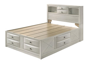 English Elm 1Pc King Bed With Built-In Shelving & Integrated Drawers - Stylish White Storage Solution For Small Spaces B2741S00150