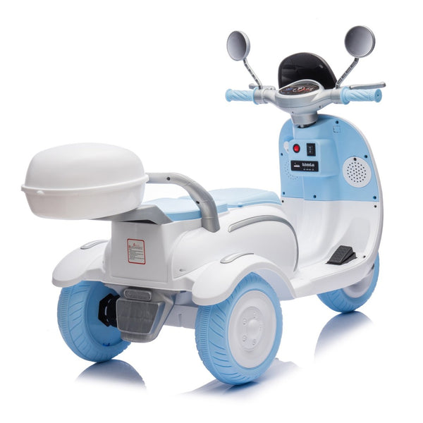 English Elm 12v Dual Motor Two Seater Kids Electric Ride on Motorcycle with Bluetooth Led and Trunk Blue W1578P268023