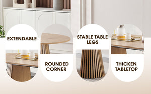 English Elm Wooden Dining Table - Extendable Space-Saving Design For Dining, Office, Or Coffee Use, Stylish Oval Top W3590P355171-GIGA