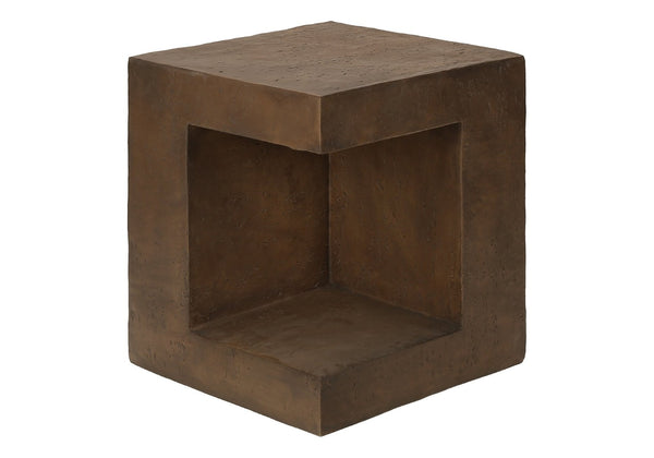 English Elm Accent Table Square Concrete-look Walnut Finish Open Shelf Modern Indoor Outdoor Side B2710P461690