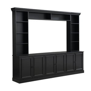 English Elm Tv Stand Mid-century Entertainment Center with Open Shelving and Enclosed Cabinet Storage N721P379051B