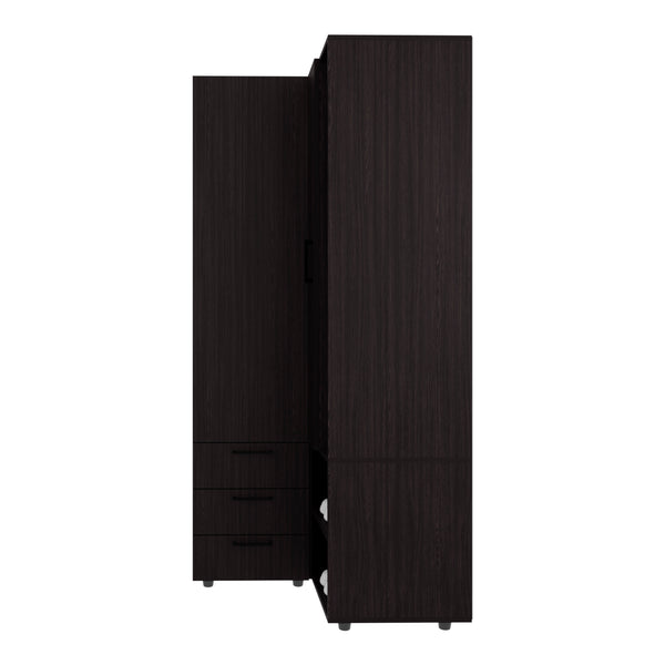 English Elm Armoire with Built-In Mirror and Ample Storage — 4 Doors, 2 Drawers, 4 Shelves, Eco-Friendly Finish Black 59.45 L x 22.05 W x 5.51 H B097S00212