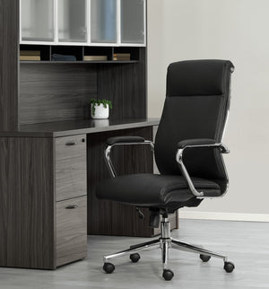 OSP Home Furnishings High Back Ergonomic Manager Chair with Antimicrobial Fabric Chrome Arms and Lumbar Support High Black 920350C-R107