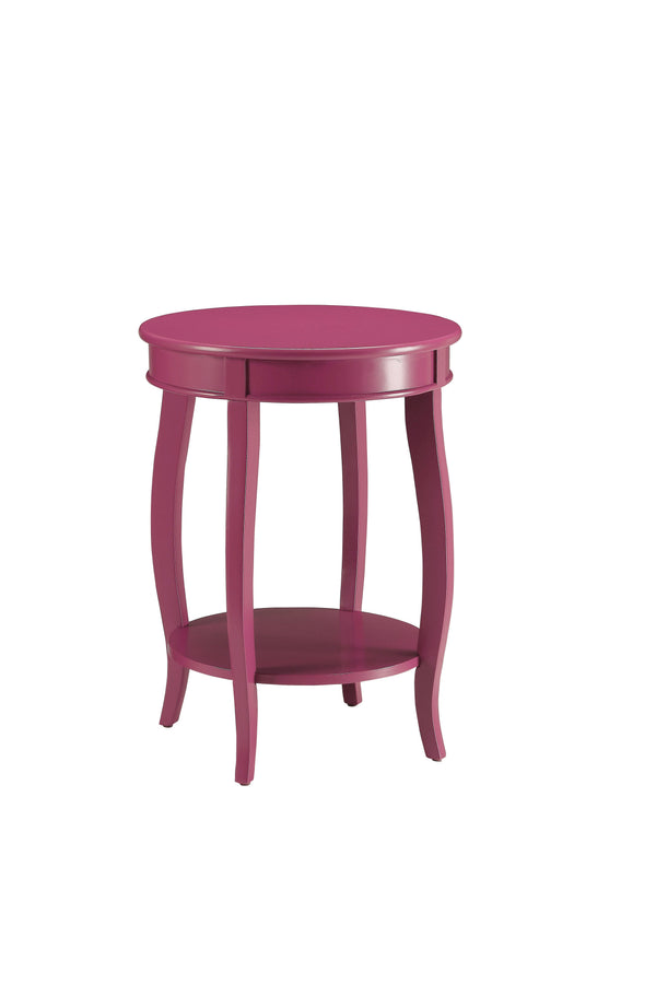 English Elm Aberta Purple Accent Table with Round Top & Lower Storage Shelf, 24" Height, Bold Wood Design B2726P243237