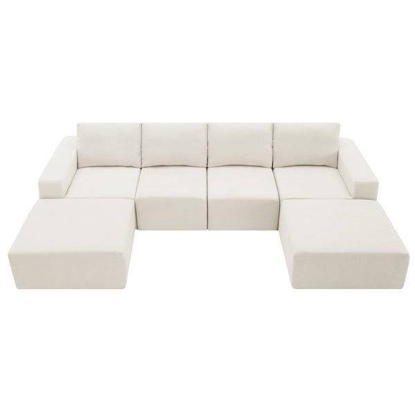 English Elm 110*72" Modular U Shaped Sectional Sofa with Plush Chenille, Deep Seats, No Assembly Beige N723S0614A