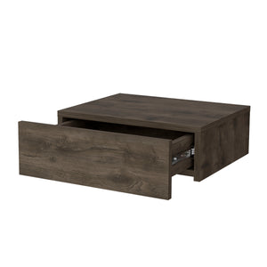 English Elm Vienna Wall-Mounted Nightstand in Dark Brown — Space-Saving Engineered Wood with Deep Drawer Storage B128P176111