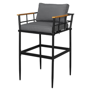 English Elm U_Style Iron Outdoor Dining Set with Acacia Wood Armrests, 5-Piece Patio Set with Cushioned Seats and 400 lb Capacity Gray WY000445AAE