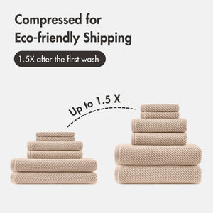 JLA Home Madison Park - 100% Cotton Diagonal Ribbed 6-Piece Towel Set - 500GSM Quick-Dry, Zero-Twist Plush, Durable Everyday Comfort MP73-8853