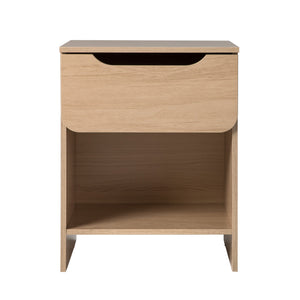 English Elm Walker Edison - Modern Minimalist Sleek 1-Drawer Nightstand with Open Cubby, Warp-Resistant MDF, UV Finish, Compact Design Brown 27.5 L x 18.5 W x 5.5 H B185P168888