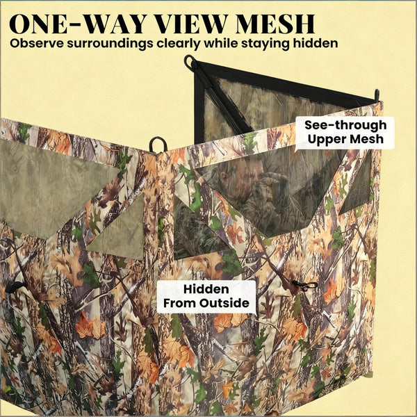 English Elm 3-panel Camo Hunting Blind with See-through Mesh and Instant Hub Frame Deployment T3971P486698