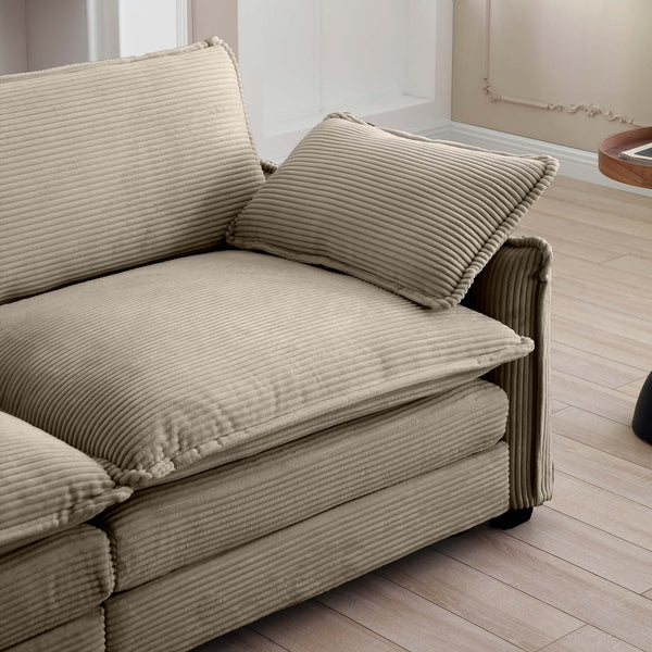 English Elm 3 Piece Oversized Sectional Sofa Set In Tan Corduroy - Comfortable Modular Design For Any Space W714S00707