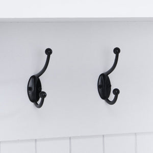 English Elm ON-TREND Farmhouse 59" Wide Hall Tree with 8 Hooks, Rustic Bench & Open Compartments for Organized Entryway White N721P292601K