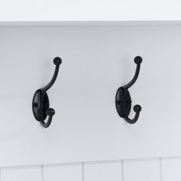 English Elm ON-TREND Farmhouse 59" Wide Hall Tree with 8 Hooks, Rustic Bench & Open Compartments for Organized Entryway White N721P292601K