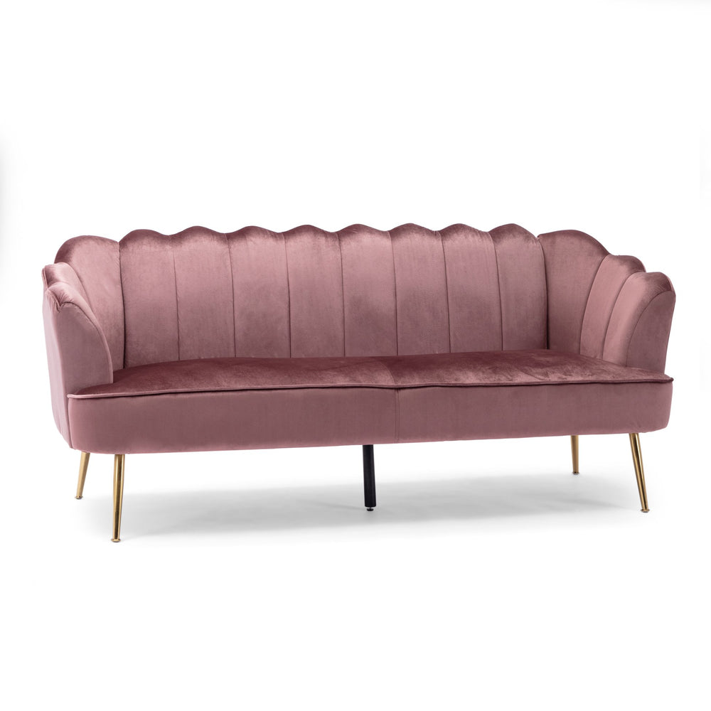English Elm Christopher Knight Home® - 3 Seater Sofa - Modern Glam Blush Velvet Design With Gold Legs, Channel-Stitched For Ultimate Comfort 70395.00ABLSH_70395.00BBLSH