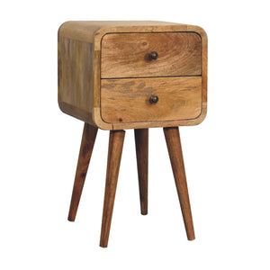 English Elm Solid Wood Mini Oak-Ish Curved Nightstand