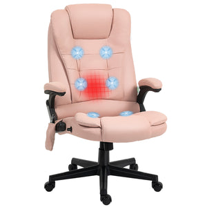 English Elm HOMCOM High-Back Executive Massage Chair with 6-Point Vibration, Lumbar Heat, Recline & Remote Pink W2225P250025